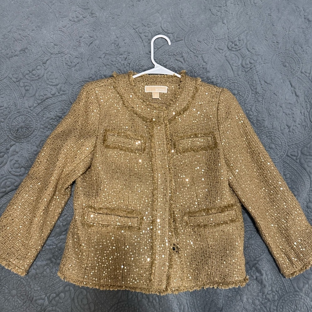 Cropped gold jacket - Picture 3 of 9